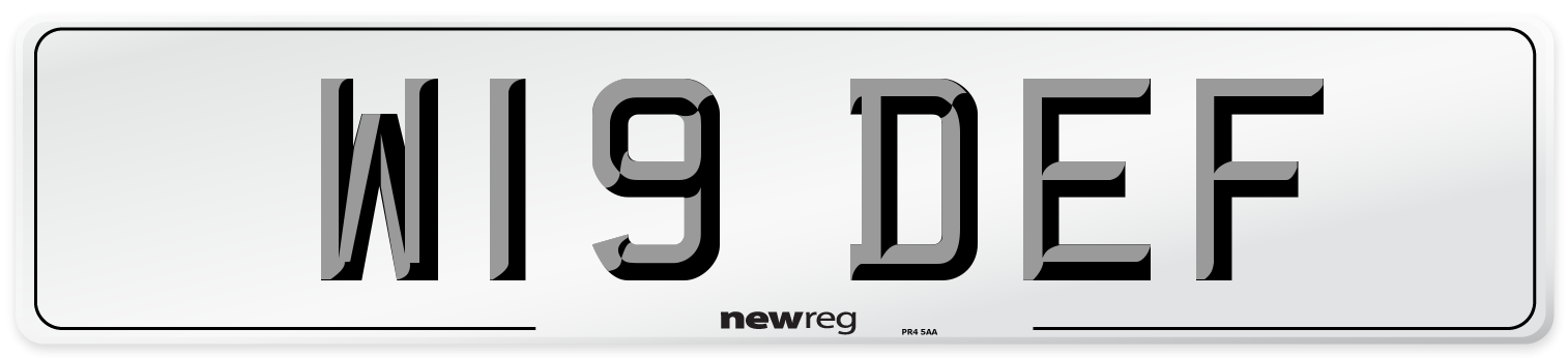 W19 DEF Number Plate from New Reg